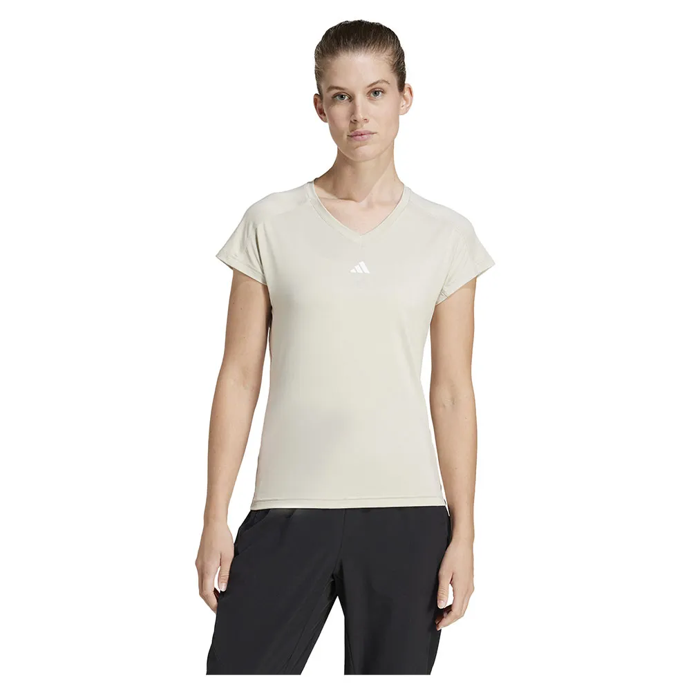 

Футболка с коротким рукавом спортивная adidas Aeroready Train Essentials Minimal Branding V-Neck, бежевый