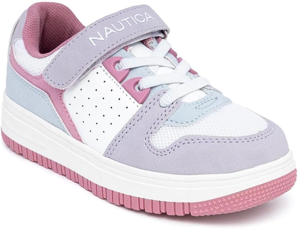 

Кроссовки Nautica для девочек с регулируемым ремешком и эластичными банджи-ремешками, Удобная повседневная обувь (малыши/дети младшего возраста), синий/розовый/сиреневый