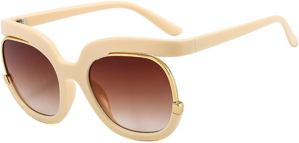 

Модные круглые солнцезащитные очки большого размера для женщин и мужчин, ретро-солнцезащитные очки для женщин, трендовые овальные очки с защитой от УФ-излучения UV400 TKKTLLT, Beige Gradient Brown