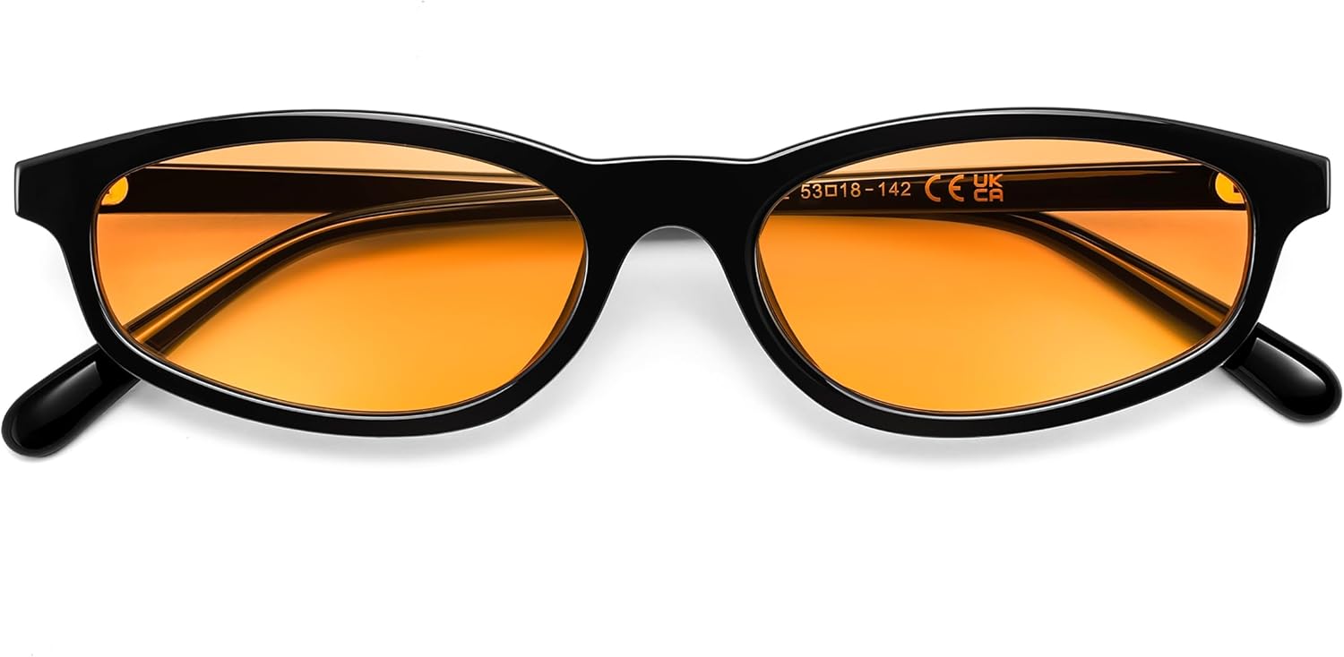 

Солнцезащитные очки FEISEDY маленького овального размера для женщин и мужчин, «кошачий глаз» в стиле 90-х и 2000-х, легкие узкие очки, модные очки B9169, Black Frame Yellow Lens