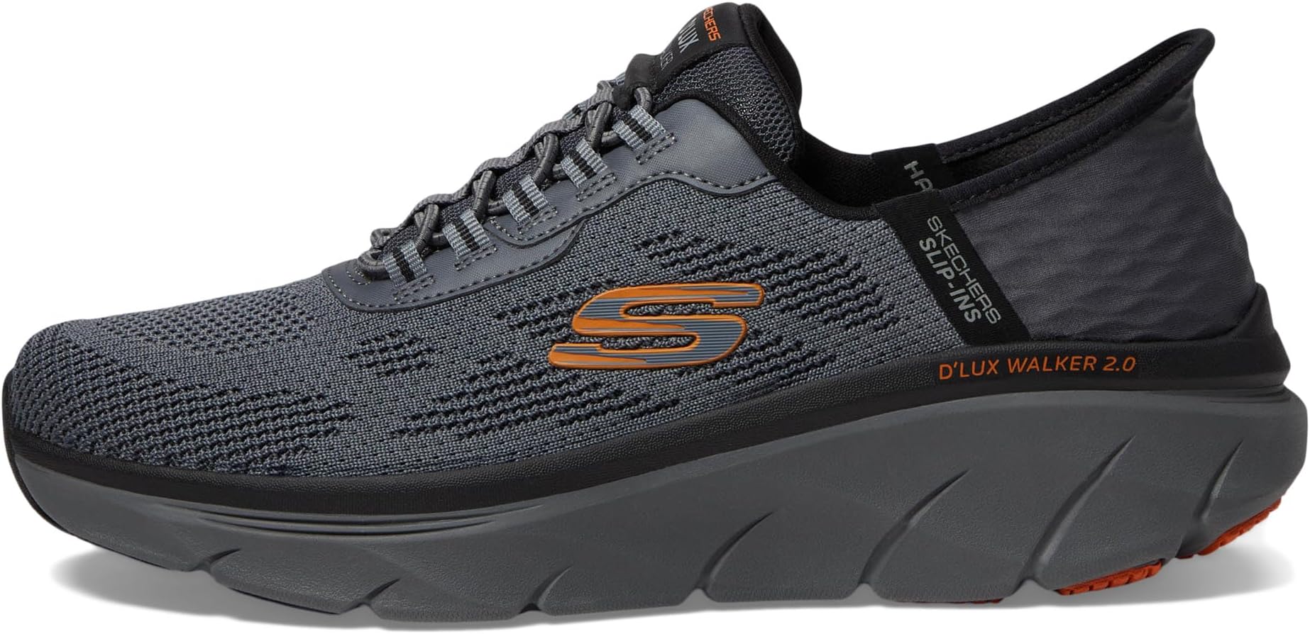 Кроссовки SKECHERS D'Lux Walker 2.0 Rezinate Hands Free Slip-In, цвет Charcoal/Orange — фото 4
