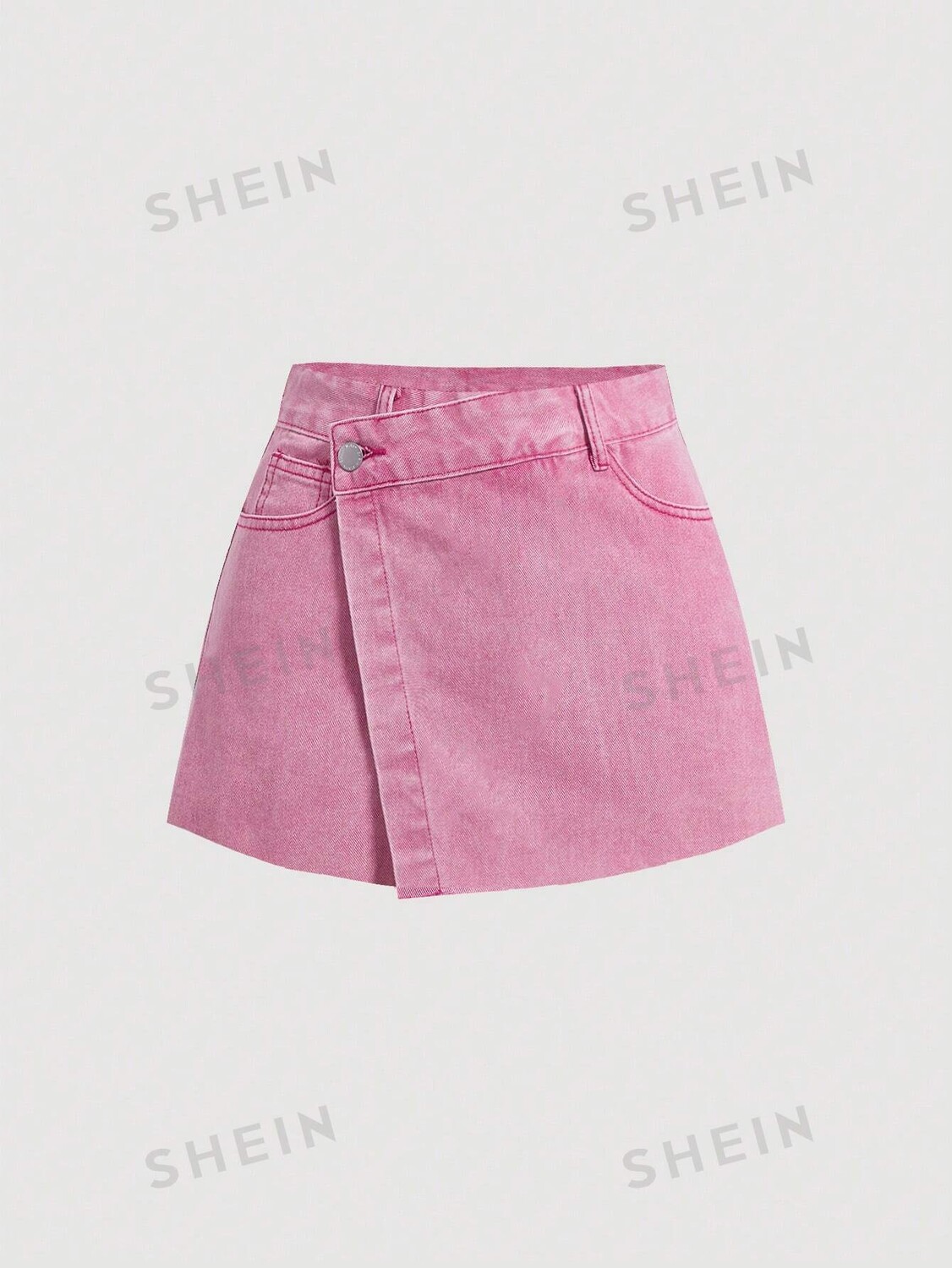 

Шорты джинсовые женские Shein Mod с потертым краем, розовый