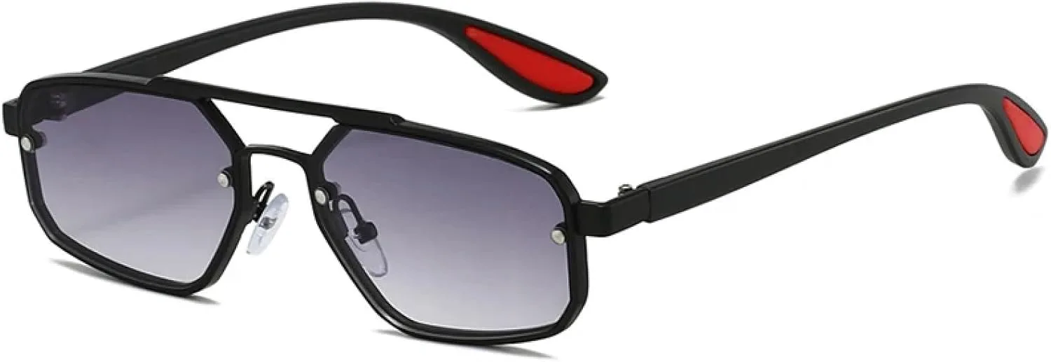 

Модные металлические женские солнцезащитные очки с двойной перемычкой, роскошные трендовые мужские солнцезащитные очки Drive Shades UV400 TKKTLLT, Black Gradient Gray