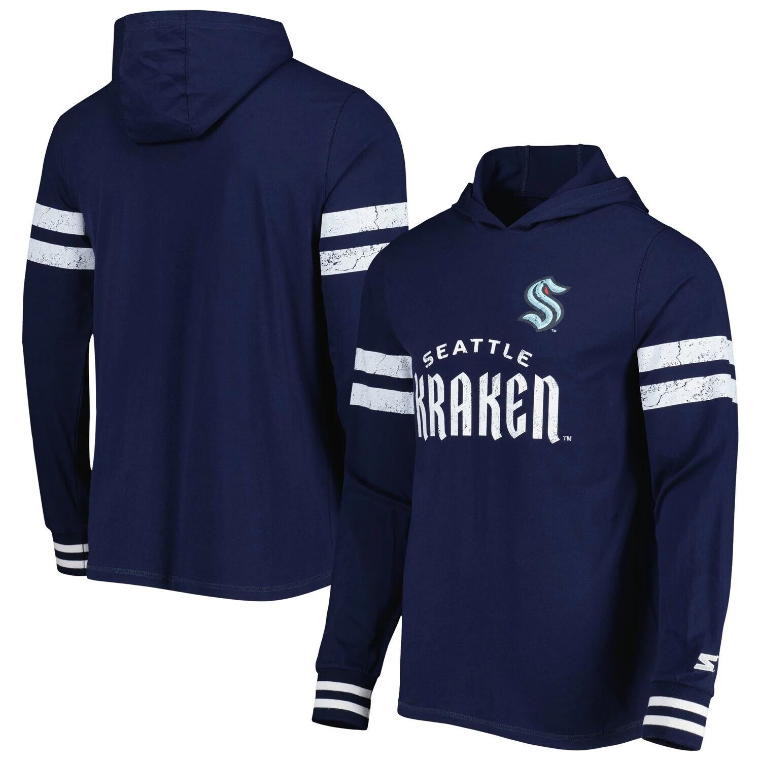 

Мужская темно-синяя футболка с капюшоном Seattle Kraken Offense с длинными рукавами Starter, Синий, Мужская темно-синяя футболка с капюшоном Seattle Kraken Offense с длинными рукавами Starter