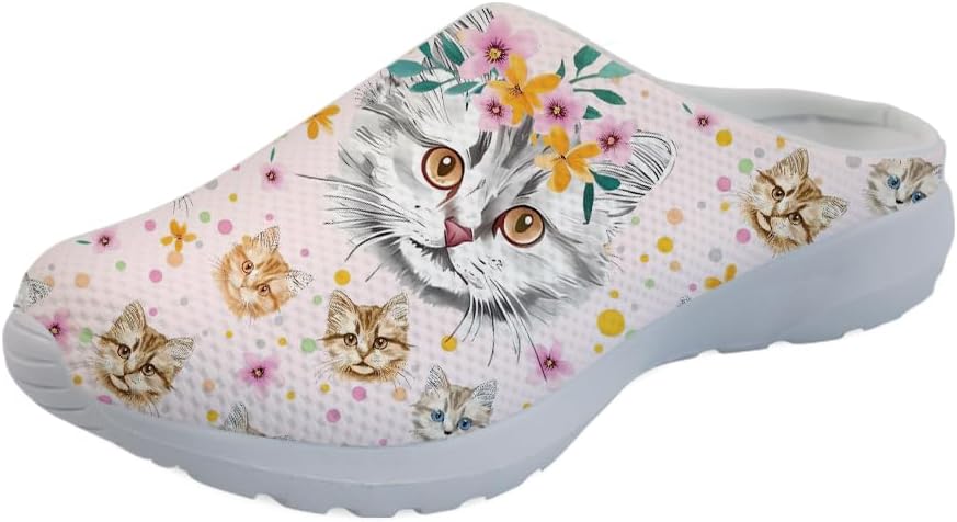 

Кроссовки Forchrinse Blue Dolphin для женщин с эластичной вставкой, мужские садовые сабо с поддержкой свода, повседневная обувь, тапочки для дома, сандалии, легкие, Floral Cat