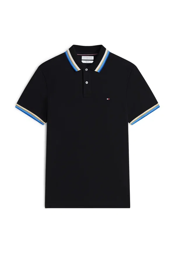 Поло Tommy Hilfiger с контрастным воротником и манжетами, сезонный принт, черный — фото 4