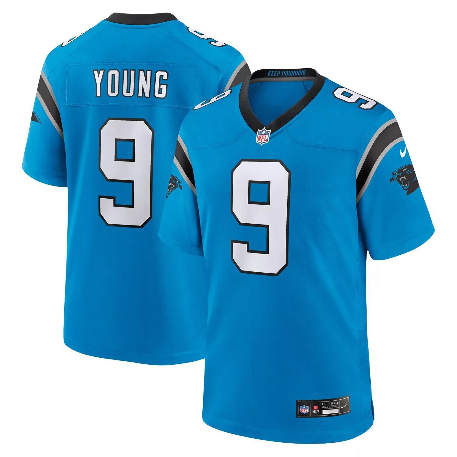 Мужская футболка Bryce Young Blue Carolina Panthers драфта НФЛ 2023 года, выбранная в первом раунде, альтернативная игра Nike — фото 4