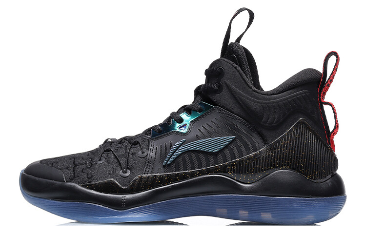 

Баскетбольные кроссовки мужские высокие черные/синие Lining