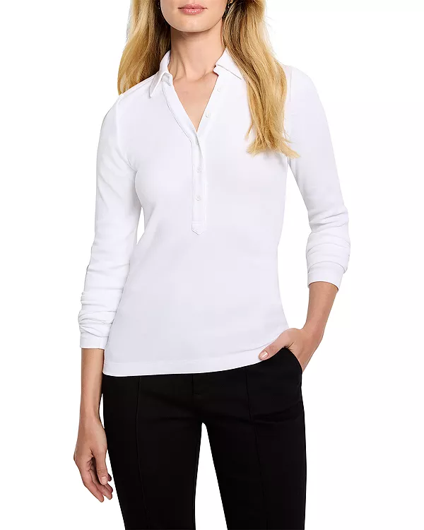 

Идеально связанная ребристая блузка-поло Nic+Zoe, белый