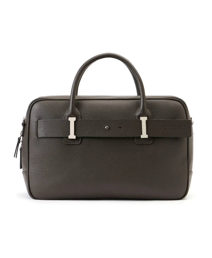 

Темно-Серая кожаная сумка через плечо Prince с пряжками и тисненым логотипом. Iceberg, серый