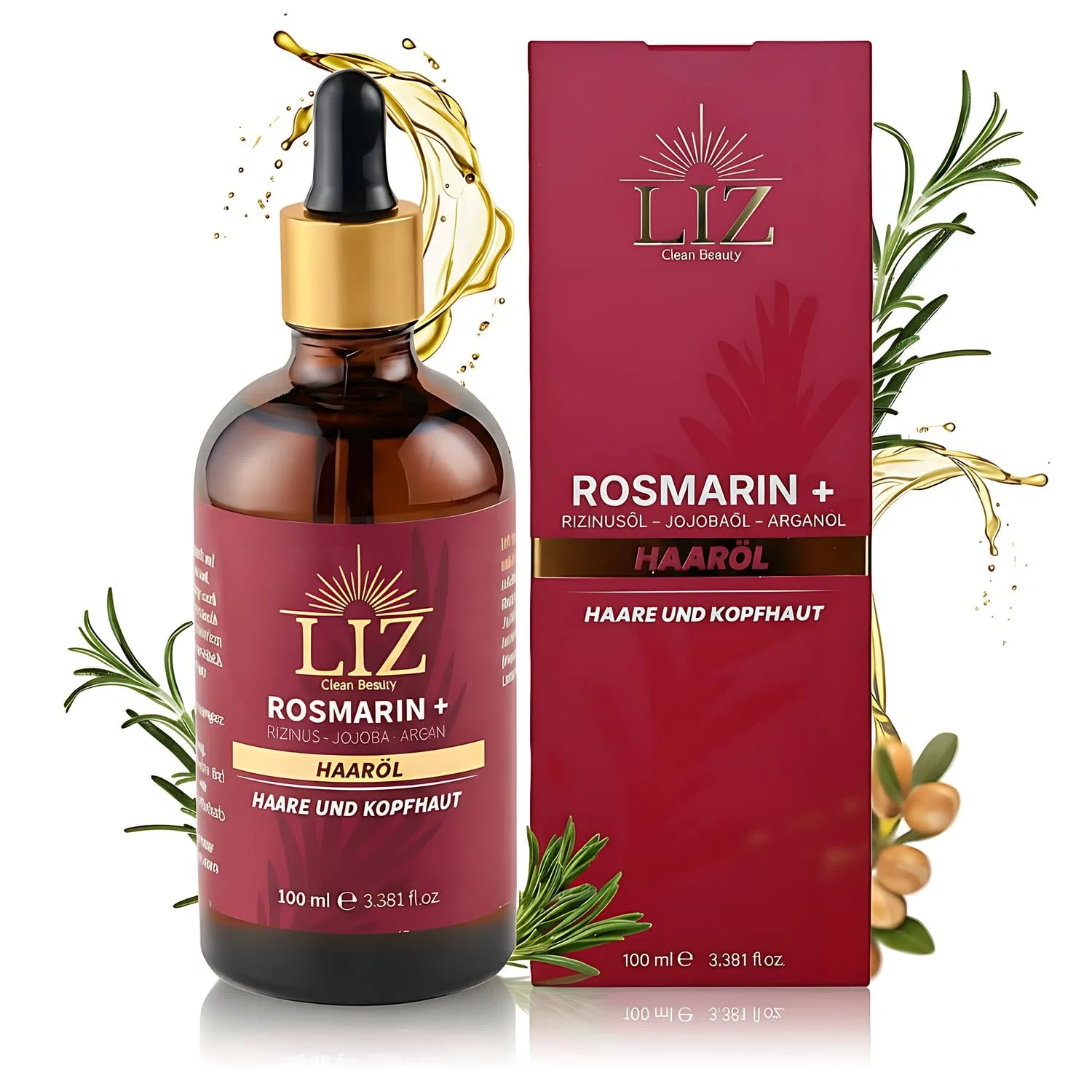 Натуральное розмариновое масло для волос 100 мл Liz Clean Beauty