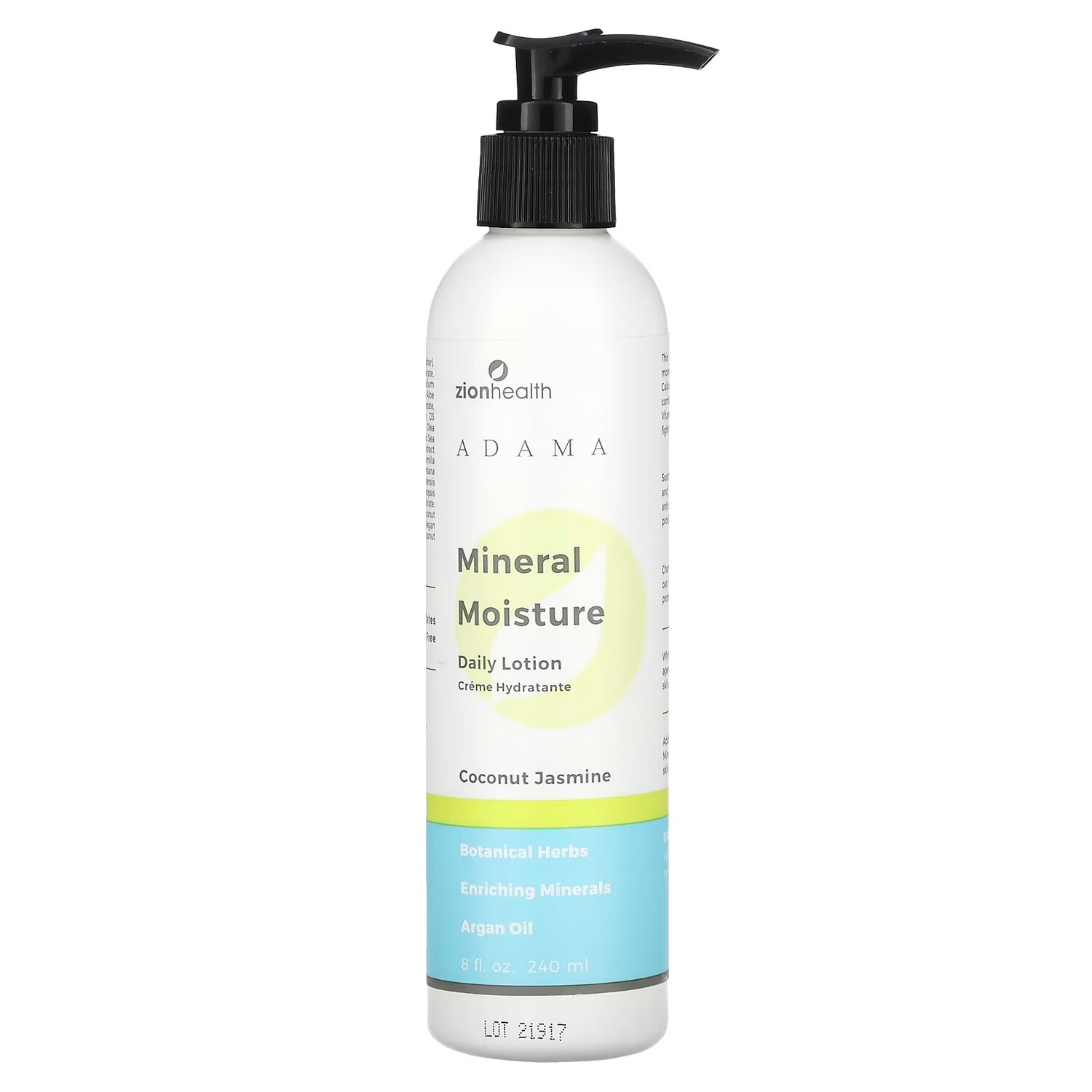 

Zion Health Adama Mineral Moisture Ежедневный лосьон с кокосом и жасмином, 8 жидких унций (240 мл)