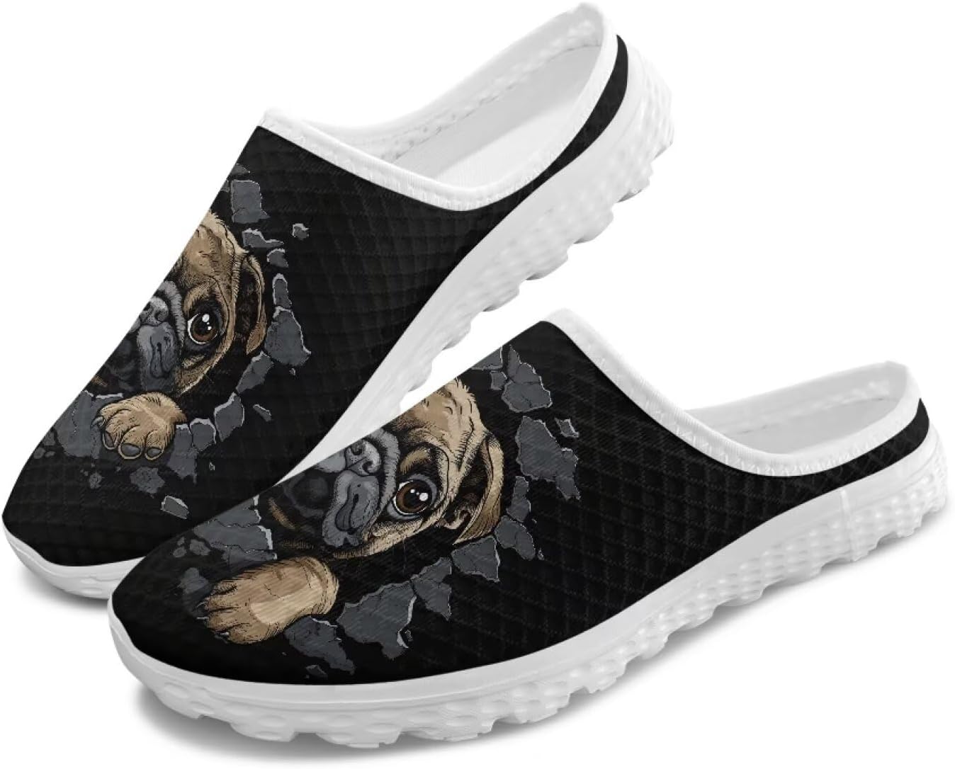 

Женские кроссовки Tomeusey на шнуровке без задника, с полусеткой, легкие, дышащие, повседневные для прогулок, Funny Pug