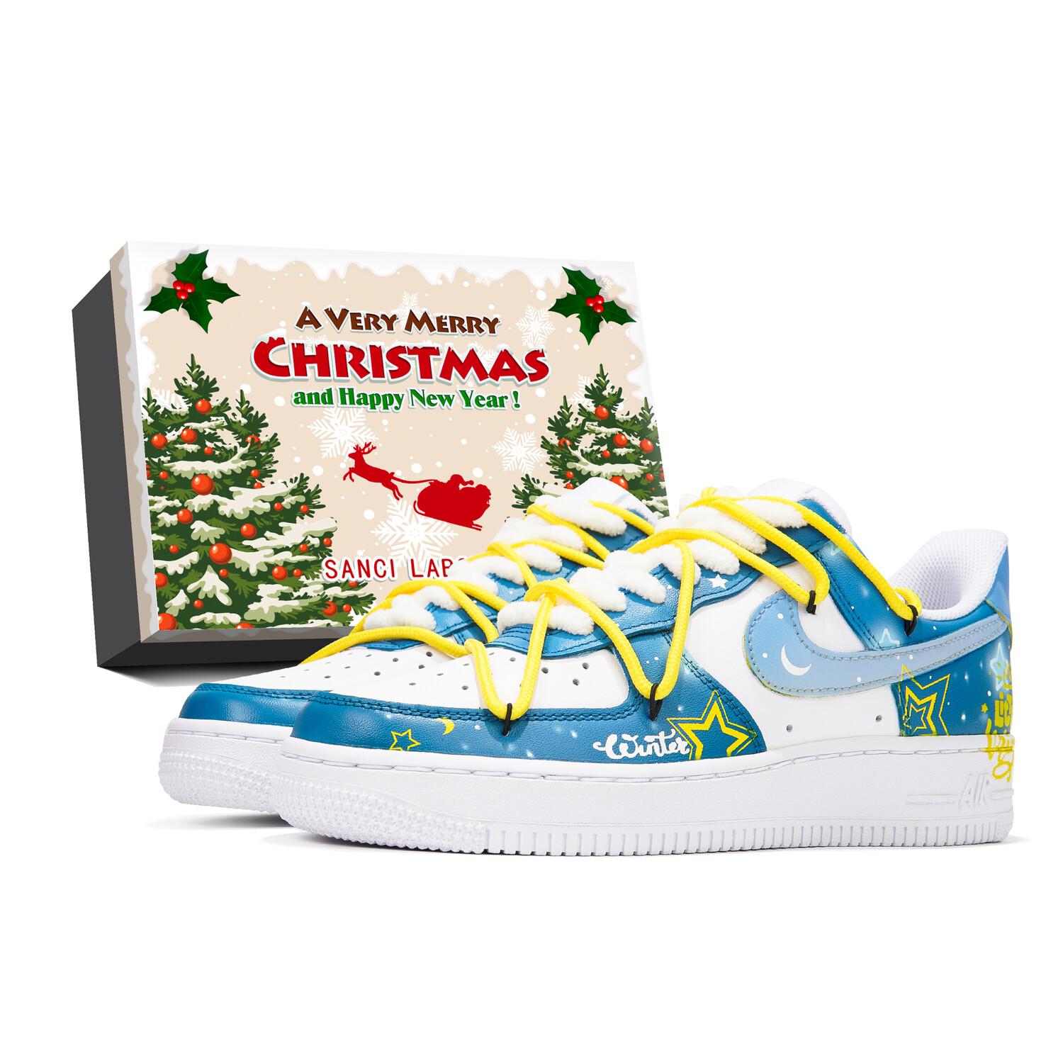 

Кроссовки Nike Air Force 1 Skateboard Shoes Women's Low-Top White Blue, Синий, Кроссовки Nike Air Force 1 Skateboard Shoes Women's Low-Top White Blue