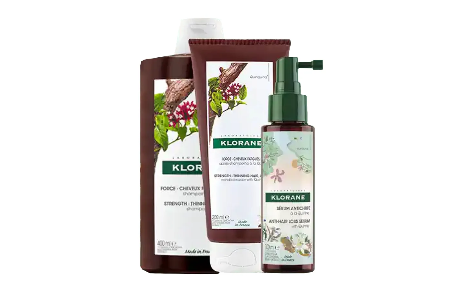 KLORANE Набор шампуня и кондиционера Chicken Essence Serums, 400 мл + 200 мл + 100 мл