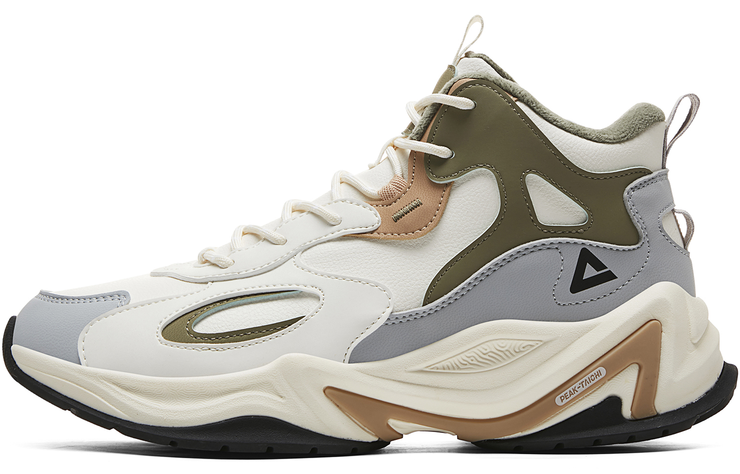 

PEAK Мужские скейтерские кеды высокие бежево-бело-зеленые, цвет Beige White Green