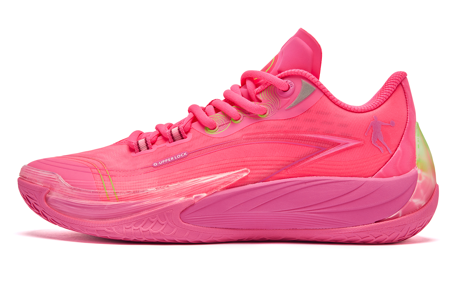 

Баскетбольные кроссовки Poisonous Fangs 3.0 Basketball Shoes Men Low-Top Neon Pink And Shiny Green Qiaodan