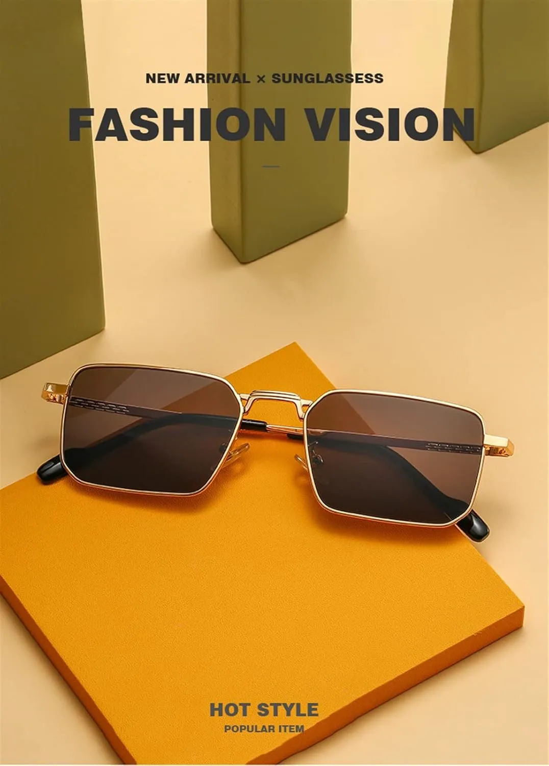 

Металлические квадратные солнцезащитные очки для мужчин и женщин, модные, для использования на открытом воздухе (Цвет: A, Размер: Средний) MTZJH, One Color