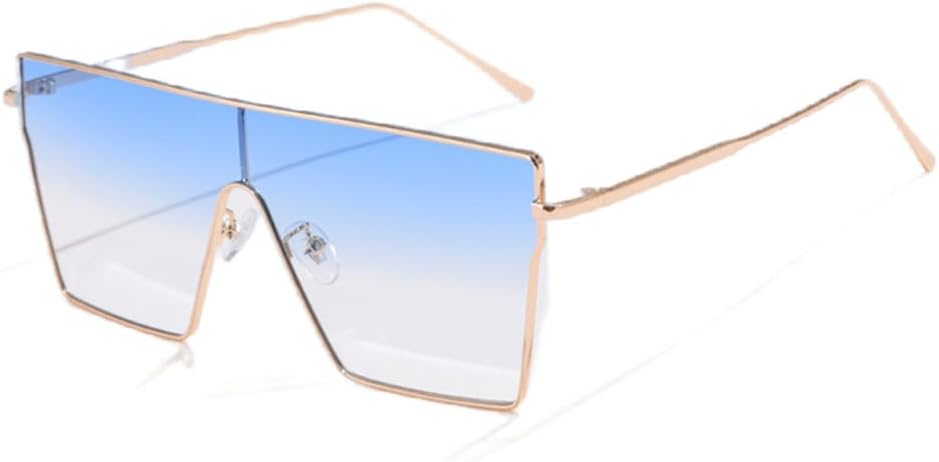 

Винтажные металлические солнцезащитные очки для женщин в стиле стимпанк, солнцезащитные очки для мужчин, модные очки в плоских больших оправах с градиентными линзами LJTJTAV, Blue