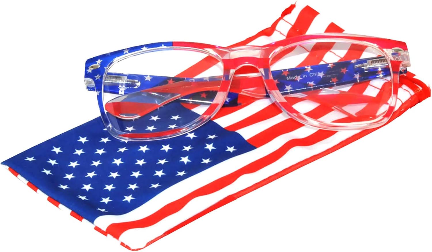

Классические солнцезащитные очки OWL American Patriot с оправой в виде американского флага США, дымчатыми зеркальными и прозрачными линзами, Transparent Flag / Clear Lens