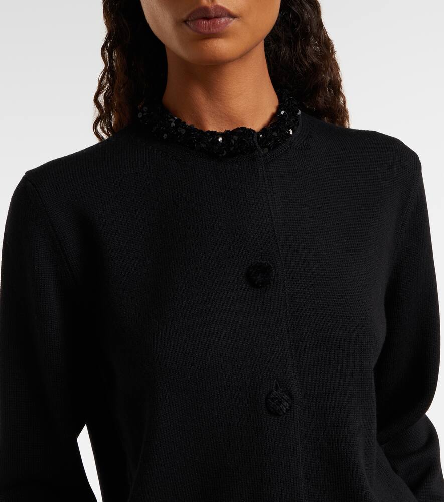 Кардиган из вирджинской шерсти с пайетками Jil Sander, Black — фото 4
