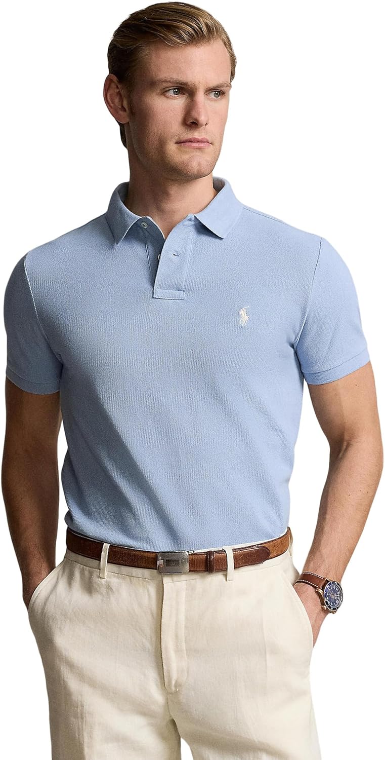 

POLO RALPH LAUREN Мужская поло Custom Slim Fit Mesh, Vessel Blue, Синий, POLO RALPH LAUREN Мужская поло Custom Slim Fit Mesh, Vessel Blue
