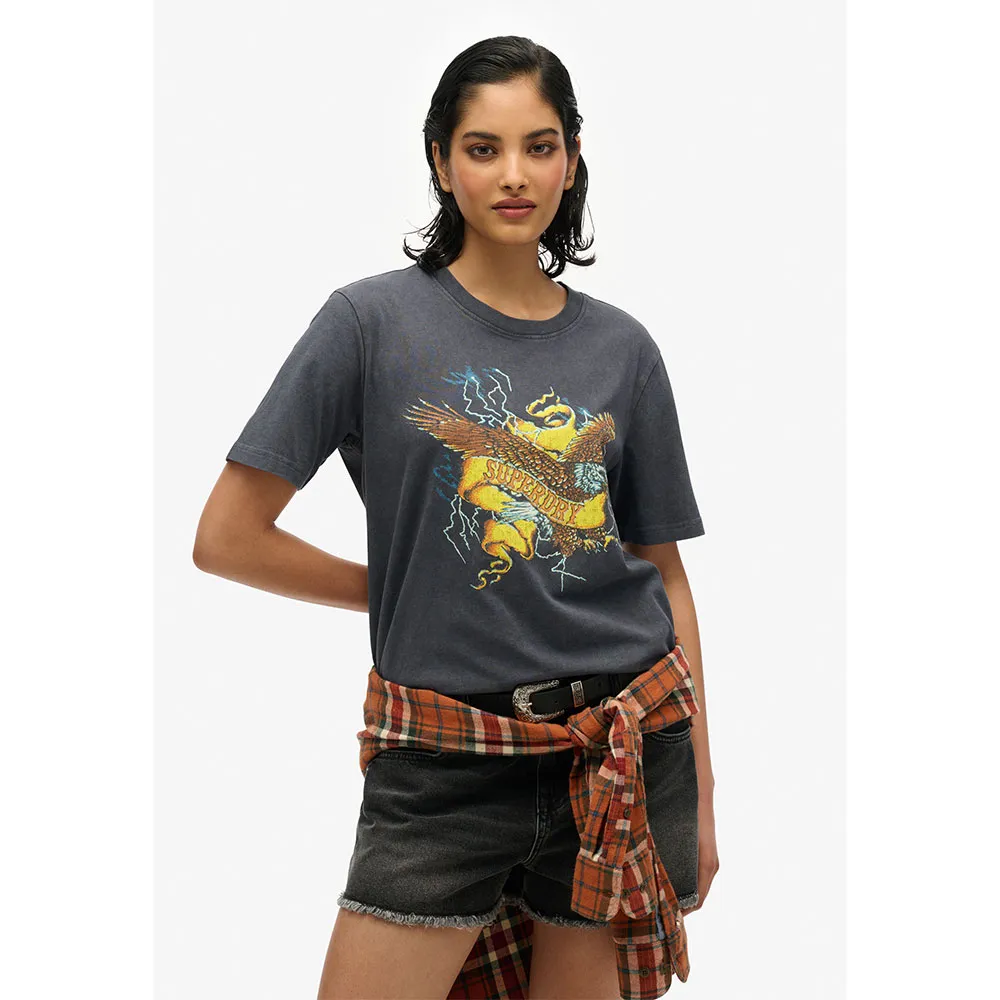 

Футболка с коротким рукавом Superdry Biker Rock Graphic Relaxed, серый