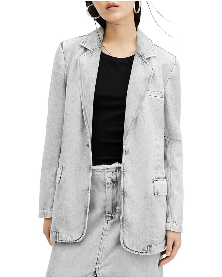 

Блейзер AllSaints Ever Denim, серый