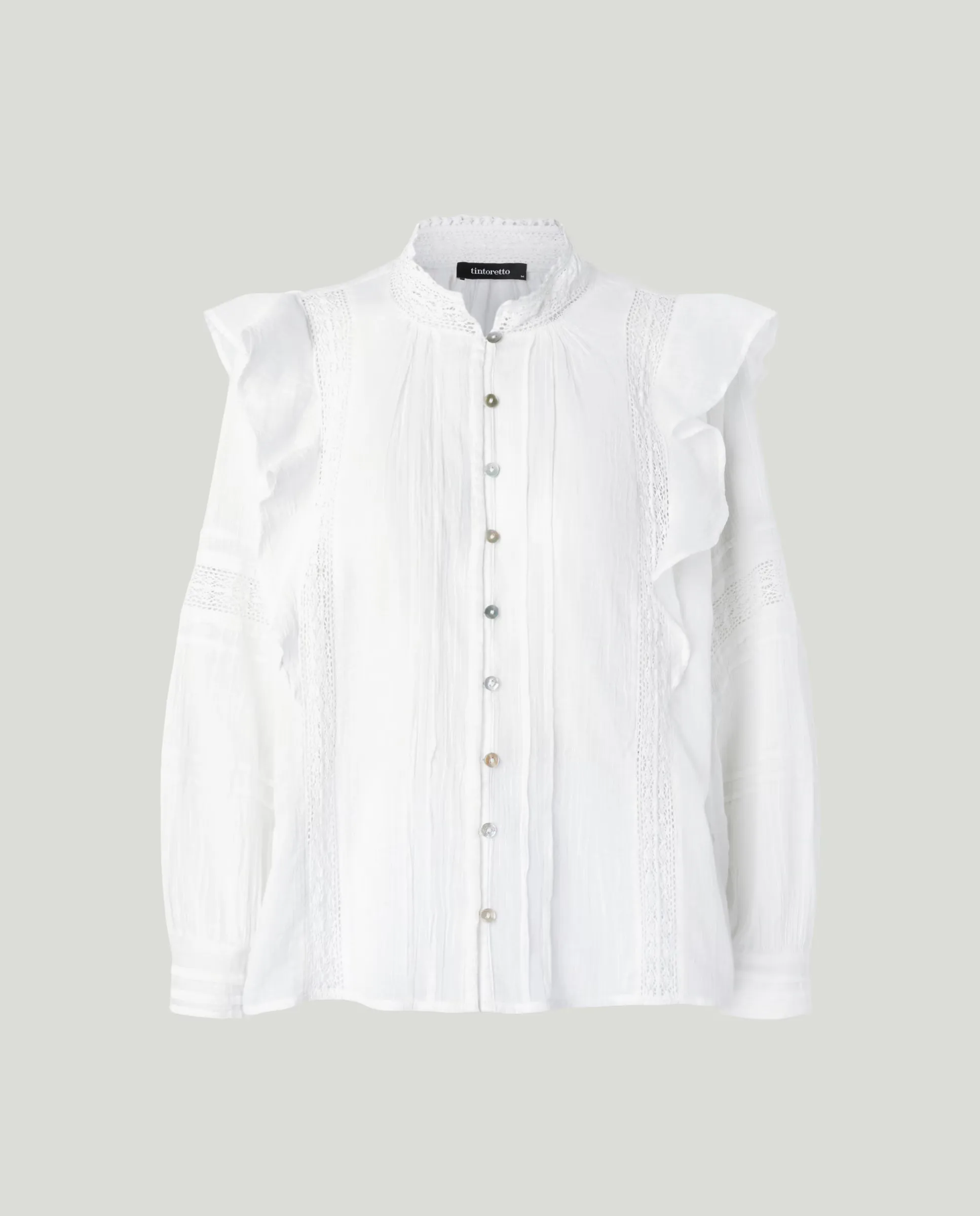 

Женская блузка с длинным рукавом и кружевом Tintoretto, цвет 120 Crudo