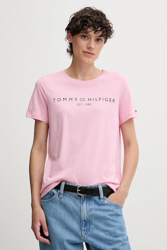 

Хлопковая футболка Tommy Hilfiger, розовый