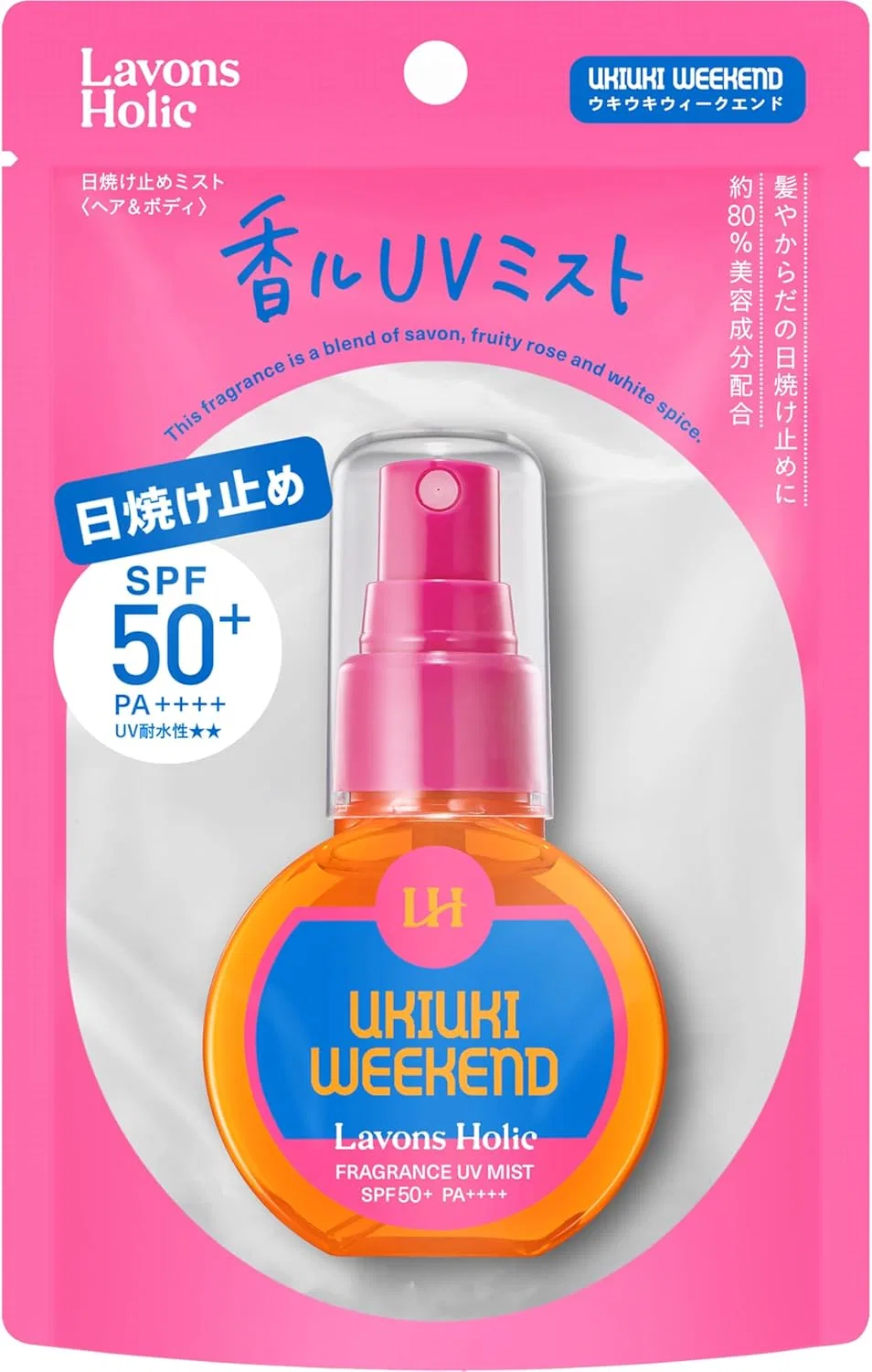 Солнцезащитный спрей для волос и тела Lavons Holic, 60 мл, SPF50+ PA++++, аромат Ukiuki Weekend