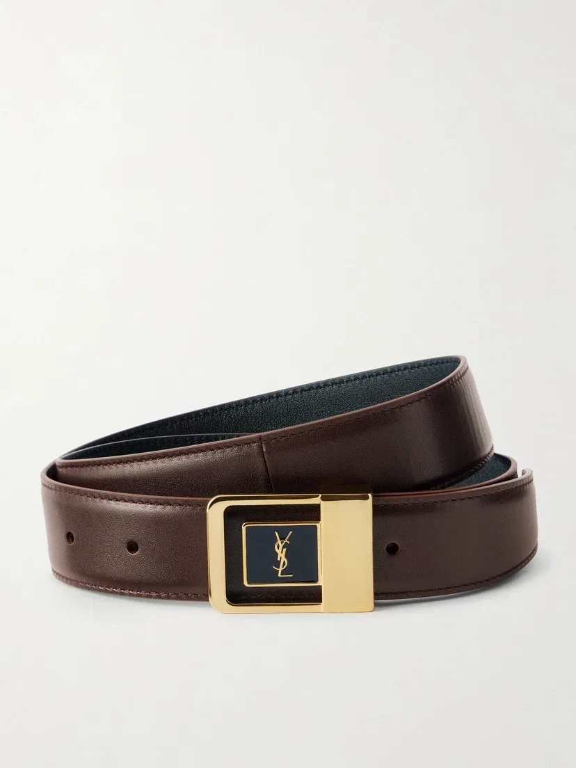 Кожаный ремень SAINT LAURENT, коричневый