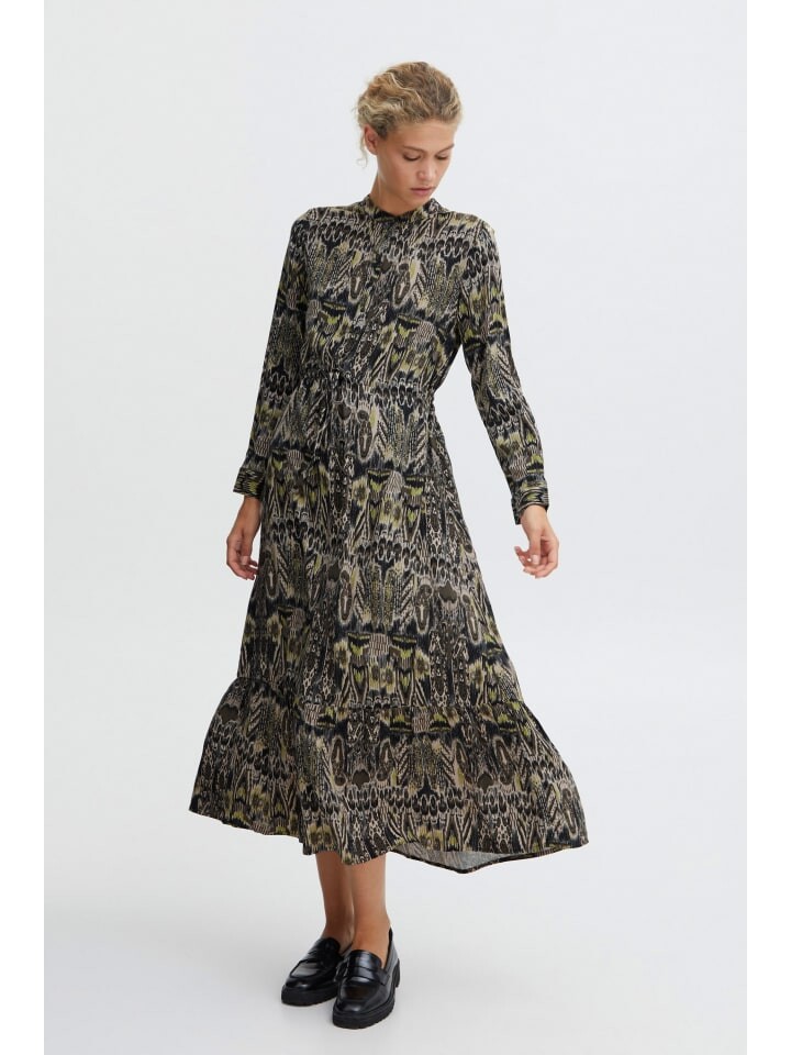 

Короткое платье b.young Maxikleid BYJOSA MAXI DRESS - 20812190 Kleid mit Langarm und Bindeband, зеленый