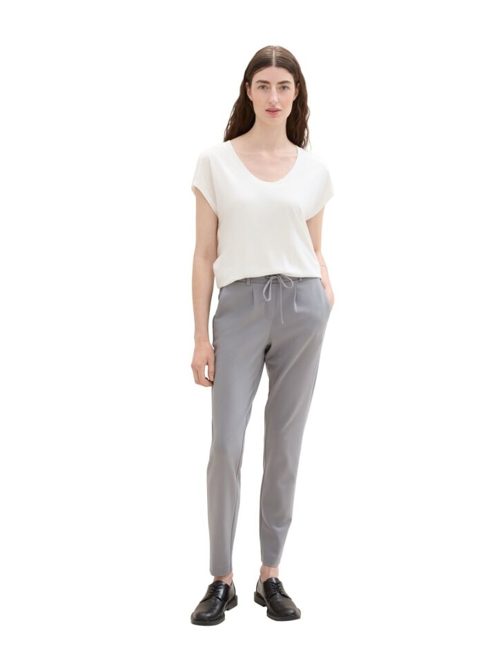 

Тканевые брюки Tom Tailor /Chino JERSEY LOOSE ANKLE comfort/relaxed, серый