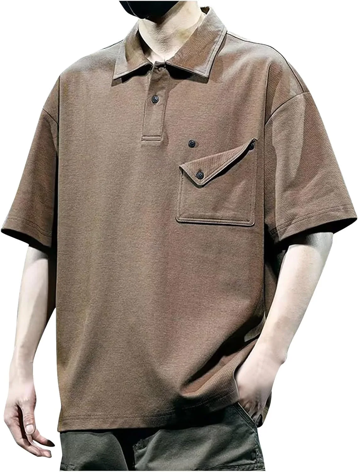 

Мужская поло с заниженными плечами и короткими рукавами QUNPIU