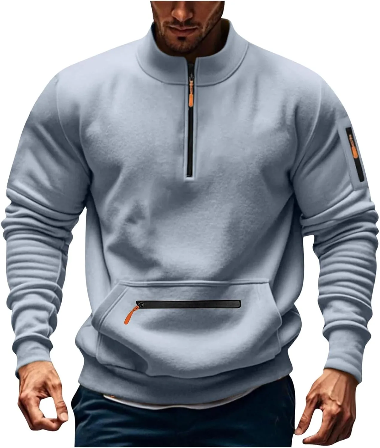 

Мужская флисовая толстовка с капюшоном и молнией на 1/4