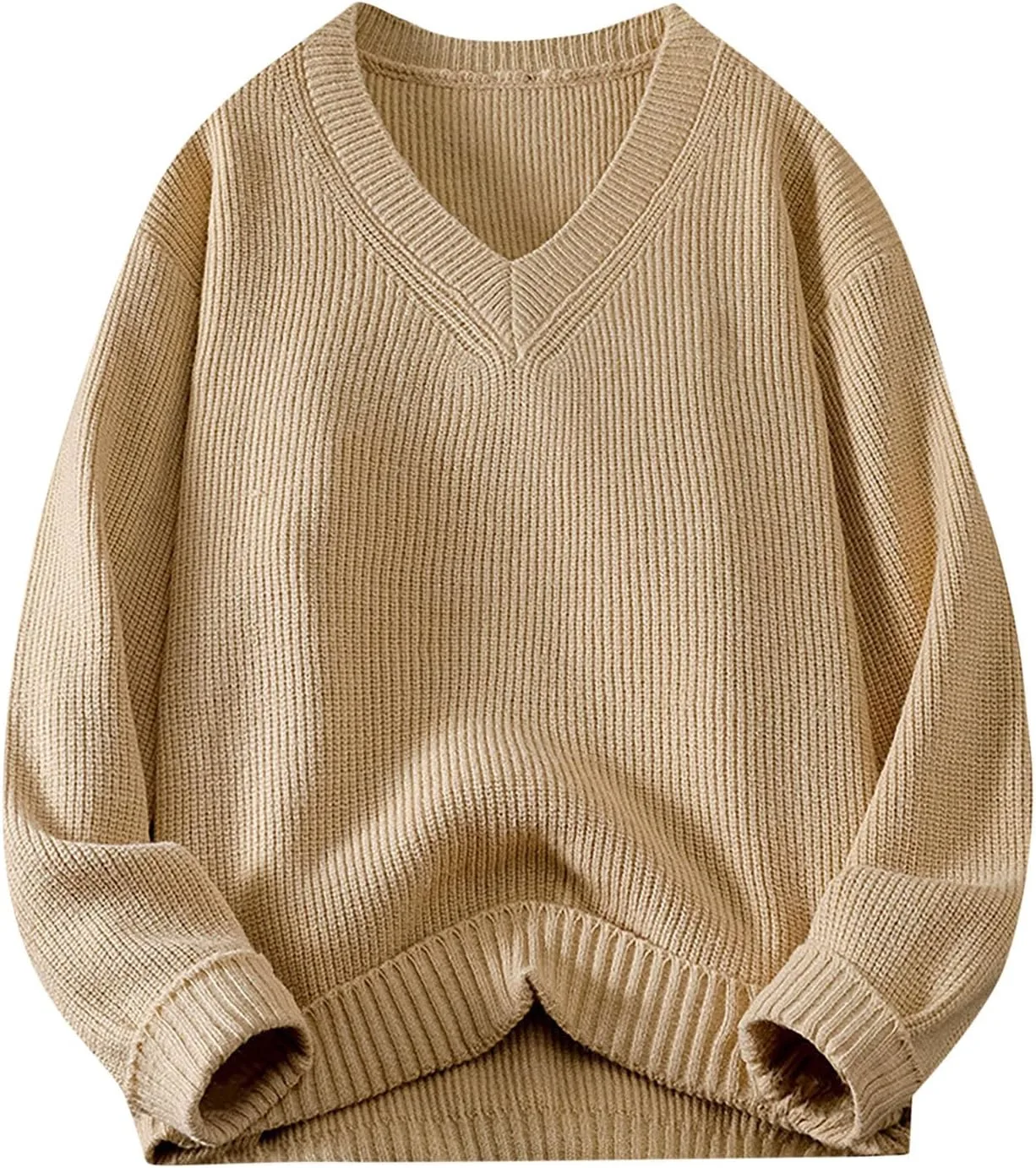 

Мужской свитер-платье оверсайз с V-образным вырезом QUNPIU