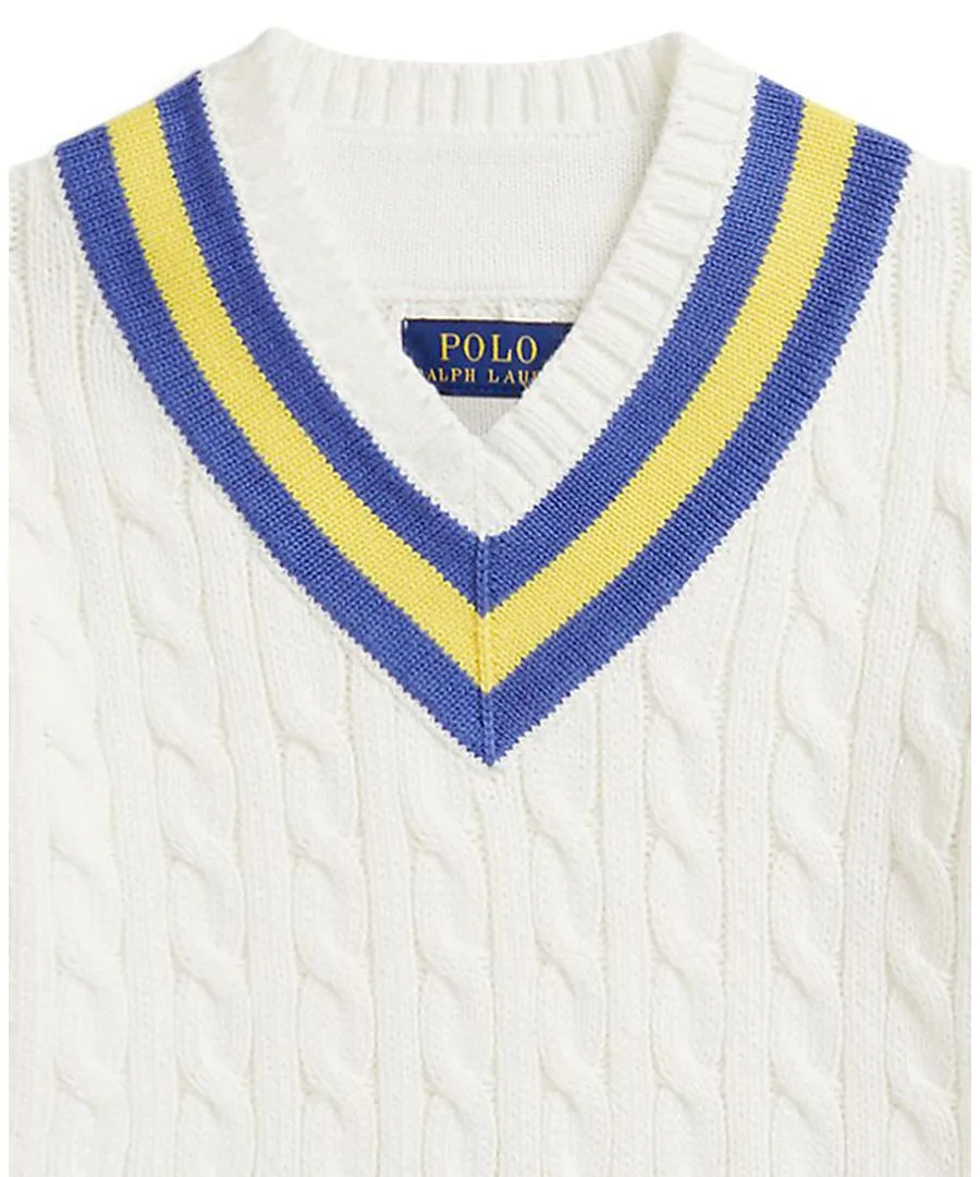 Свитер "Культовый крикет" для мальчиков 2-7 лет Polo Ralph Lauren, белый — фото 3