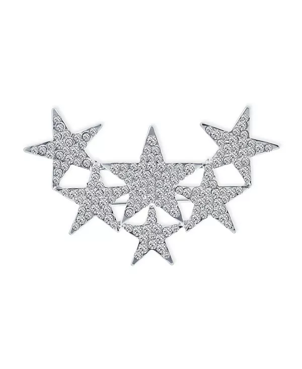 

Большая брошь-булавка в виде небесной патриотической американской рок-звезды с кристаллами Bling Jewelry, silver