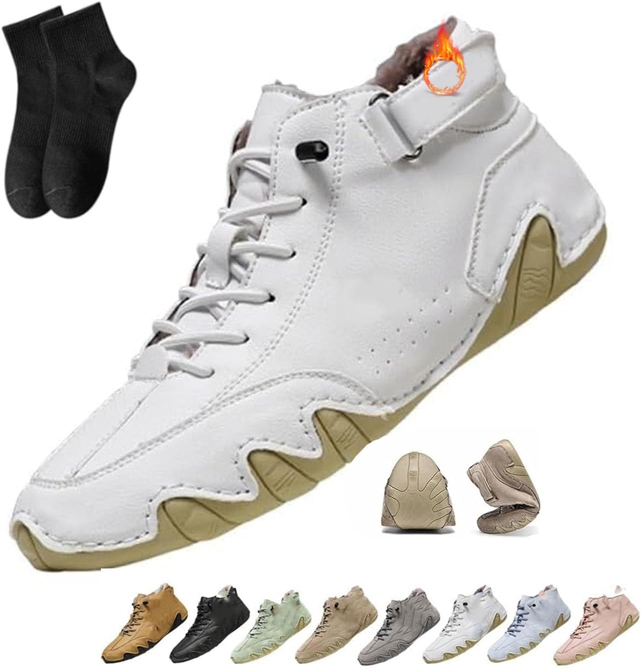 

Мужские ручные премиальные кожаные слипоны для вождения NoworFewer, водонепроницаемые и дышащие, ортопедическая обувь, зимние ботинки с флисом, теплые снежные сапоги, удобные прогулочные кроссовки, белый