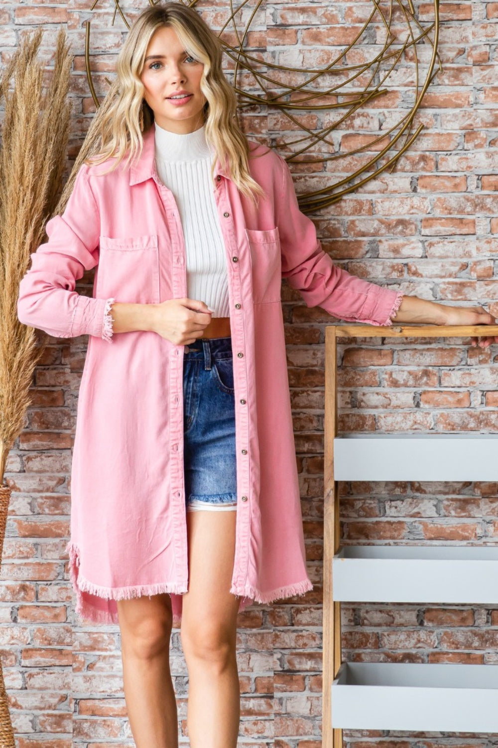 

Платье-рубашка на пуговицах FASHNZFAB, розовый