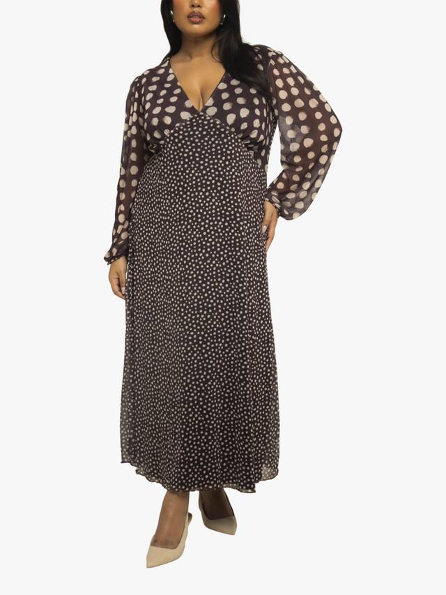 

Платье миди в горошек из сетки Plus Size FASHION SZN Curve