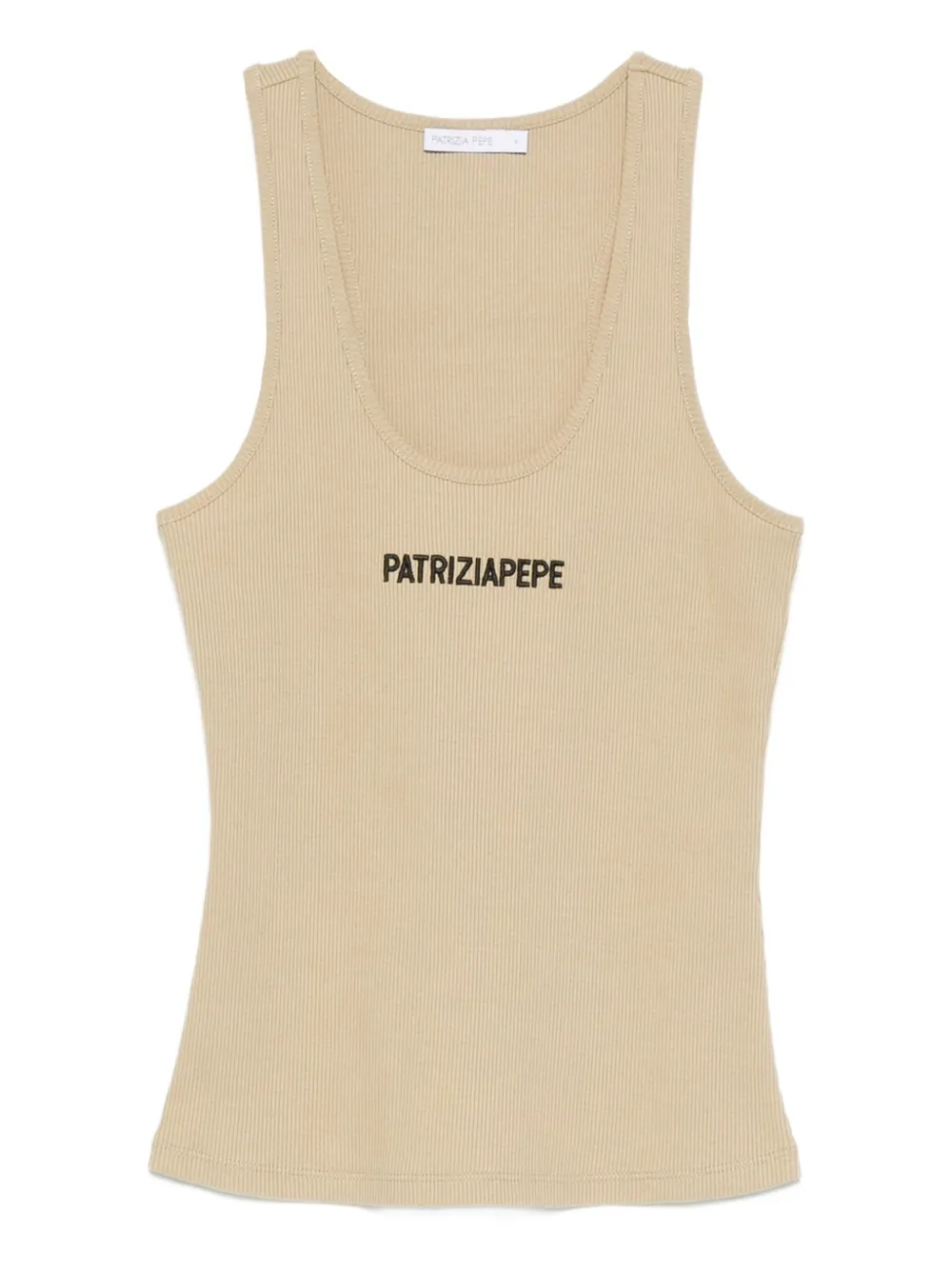 

Ребристая майка с вышитым логотипом Patrizia Pepe, нейтральный
