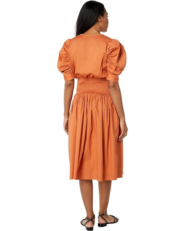 

Платье BCBGMAXAZRIA Smocked Waist Day Dress, цвет Raw Sienna
