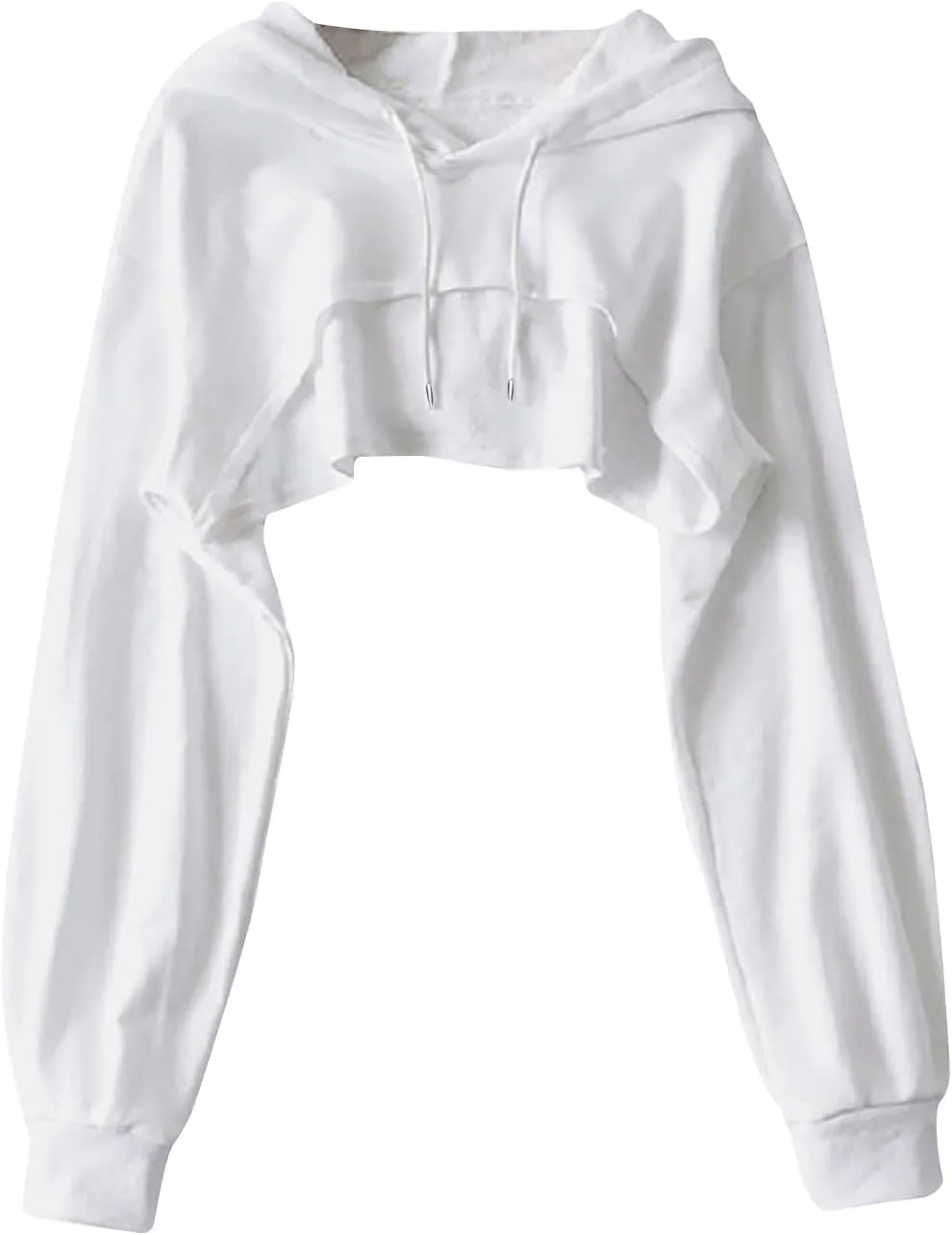 

Женский лонгслив кроп худи с вырезом спереди и шнурком Hnodov