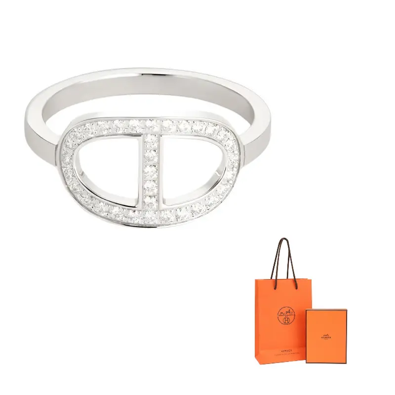 

HERMES Кольцо из белого золота 585 пробы с бриллиантами Unisex Silver