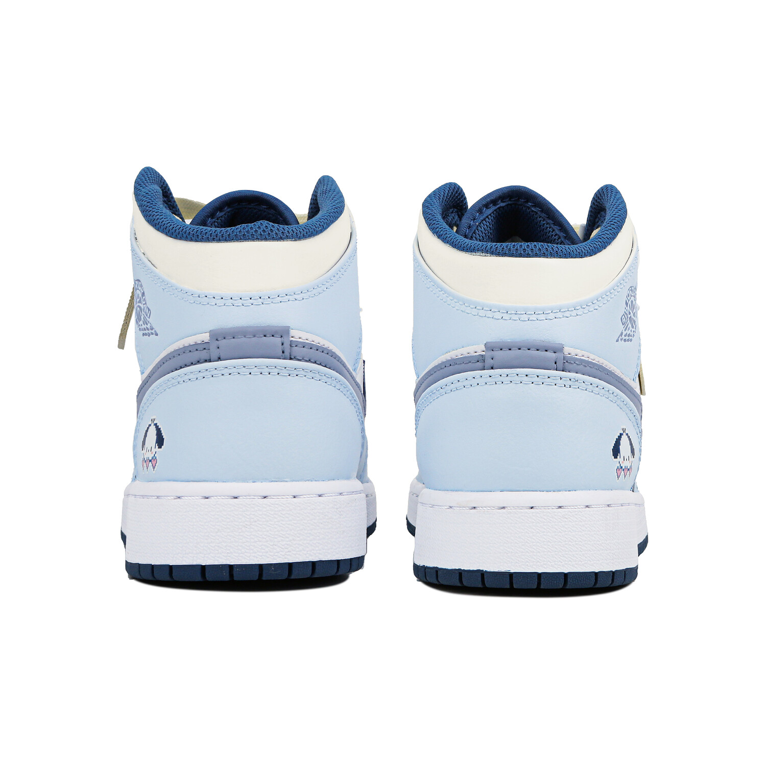 Кроссовки Air JORDAN 1 Vintage Basketball Shoes Women's High-Top White Blue — фото 2