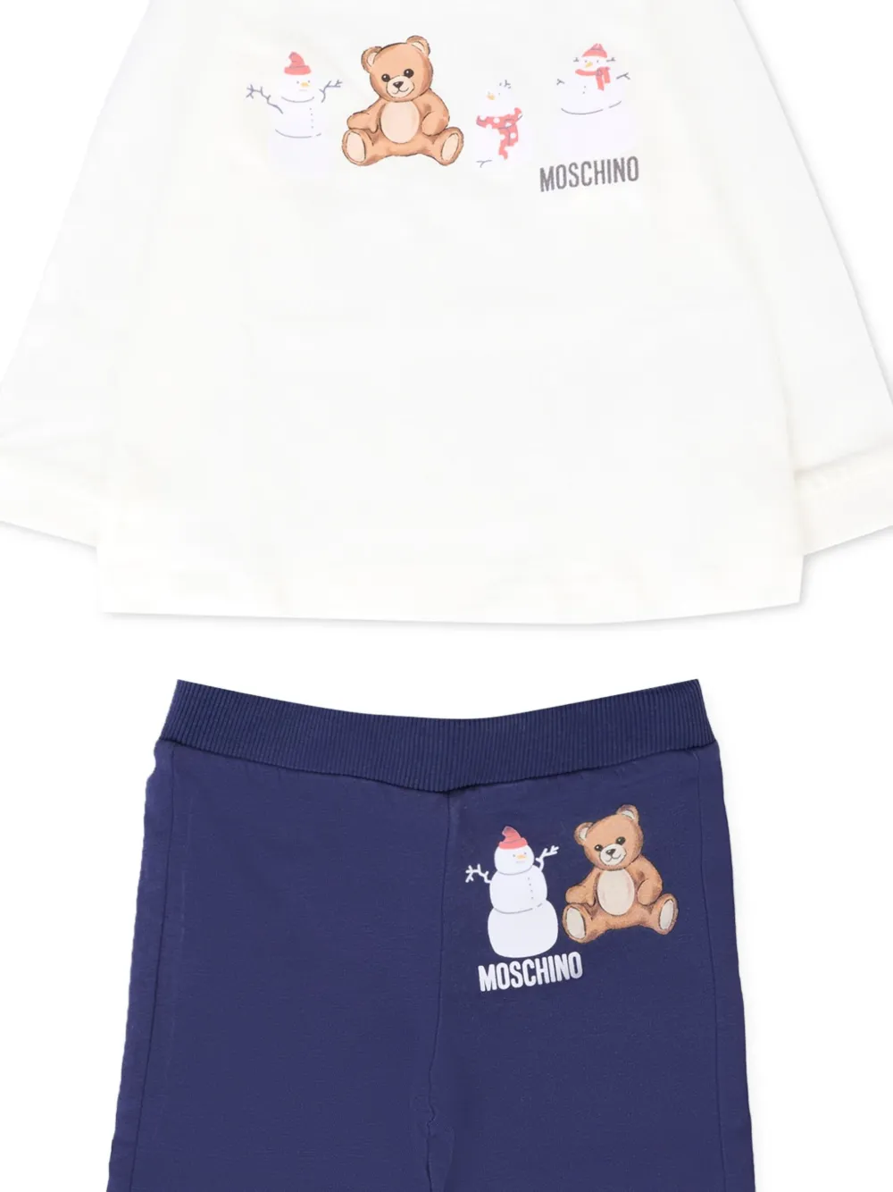 Эластичный спортивный костюм Тедди-снеговик Moschino Kids, белый — фото 3