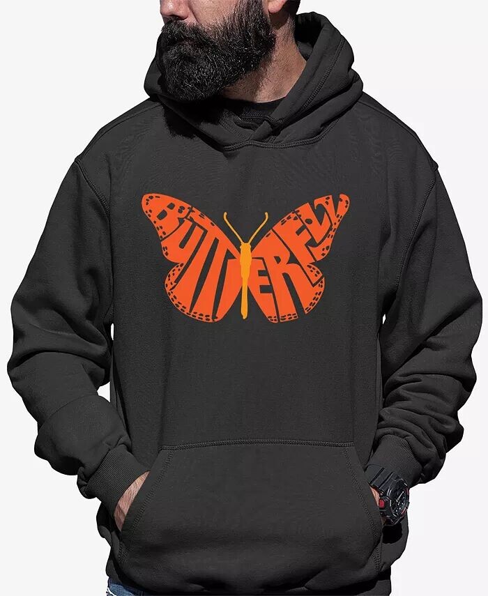 

Butterfly - Мужская толстовка с капюшоном Word Art LA Pop Art, серый