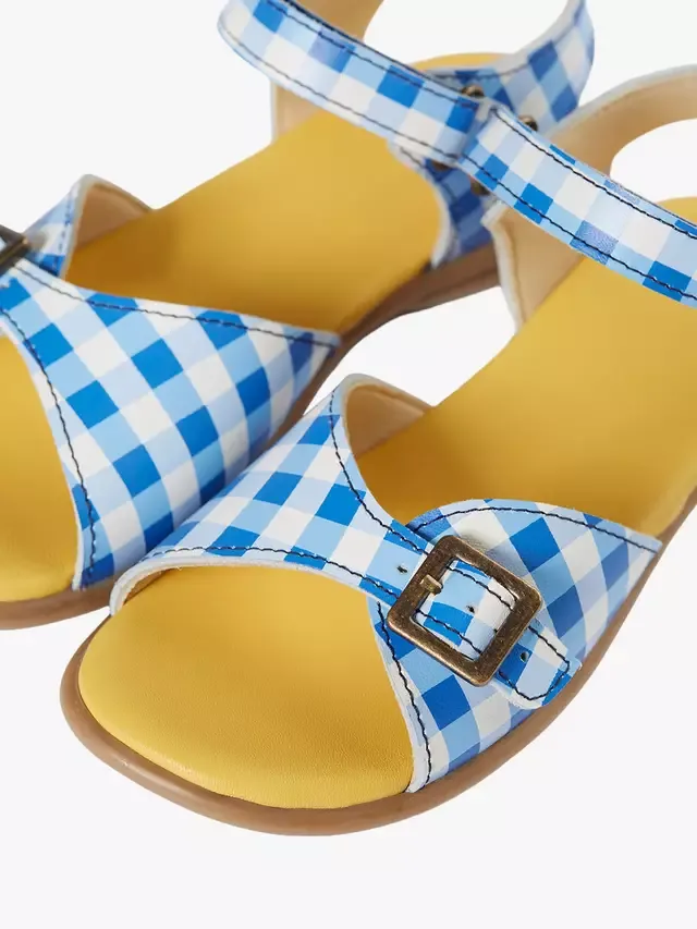Детские кожаные сандалии с открытым носком, кобальтовая клетка Frugi — фото 3